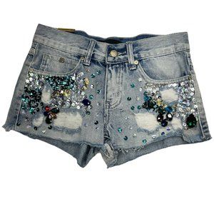 Sparkle Denim Sequins and Gems Shorts (0)